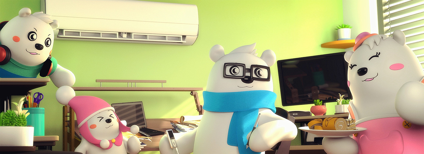 midea空調北極熊吉祥物設計－場景